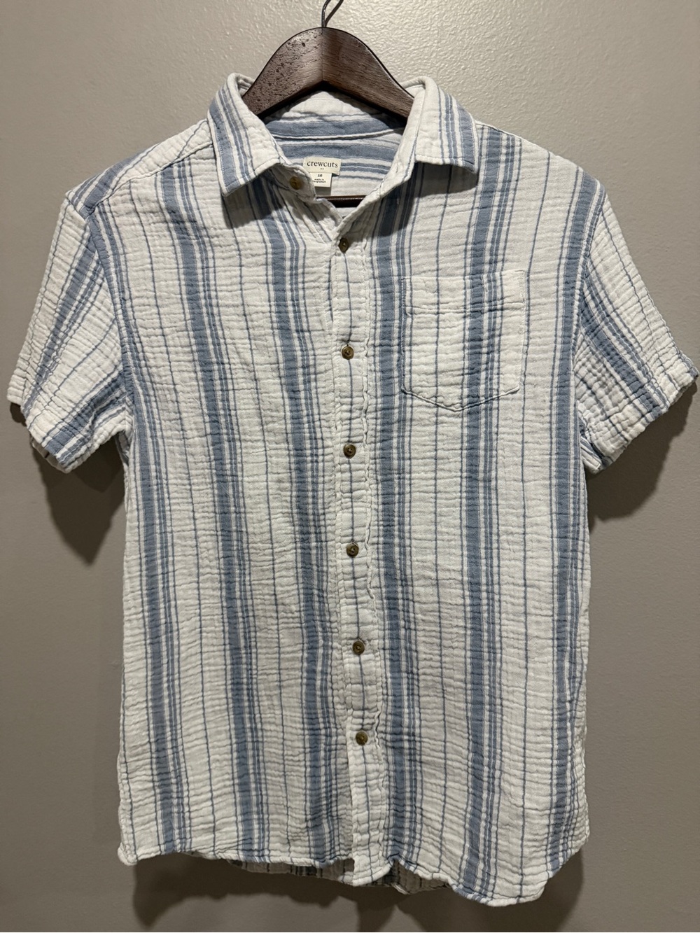 Crewcuts 100% cotton Light Blue Short-Sleeve Button-Down Shirt size 16